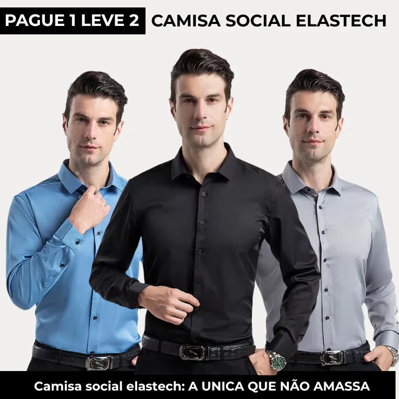 COMPRE 1 LEVE 2 | Camisa Social Ultra Elastech Anti amassados